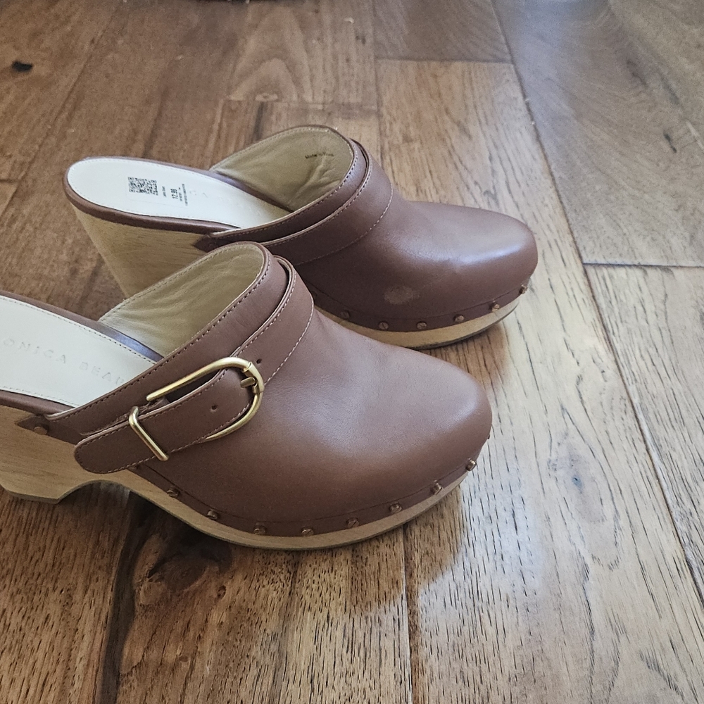 Veronica Beard Brown Hendrix Leather Mule Clogs 8 - Picture 11 of 11